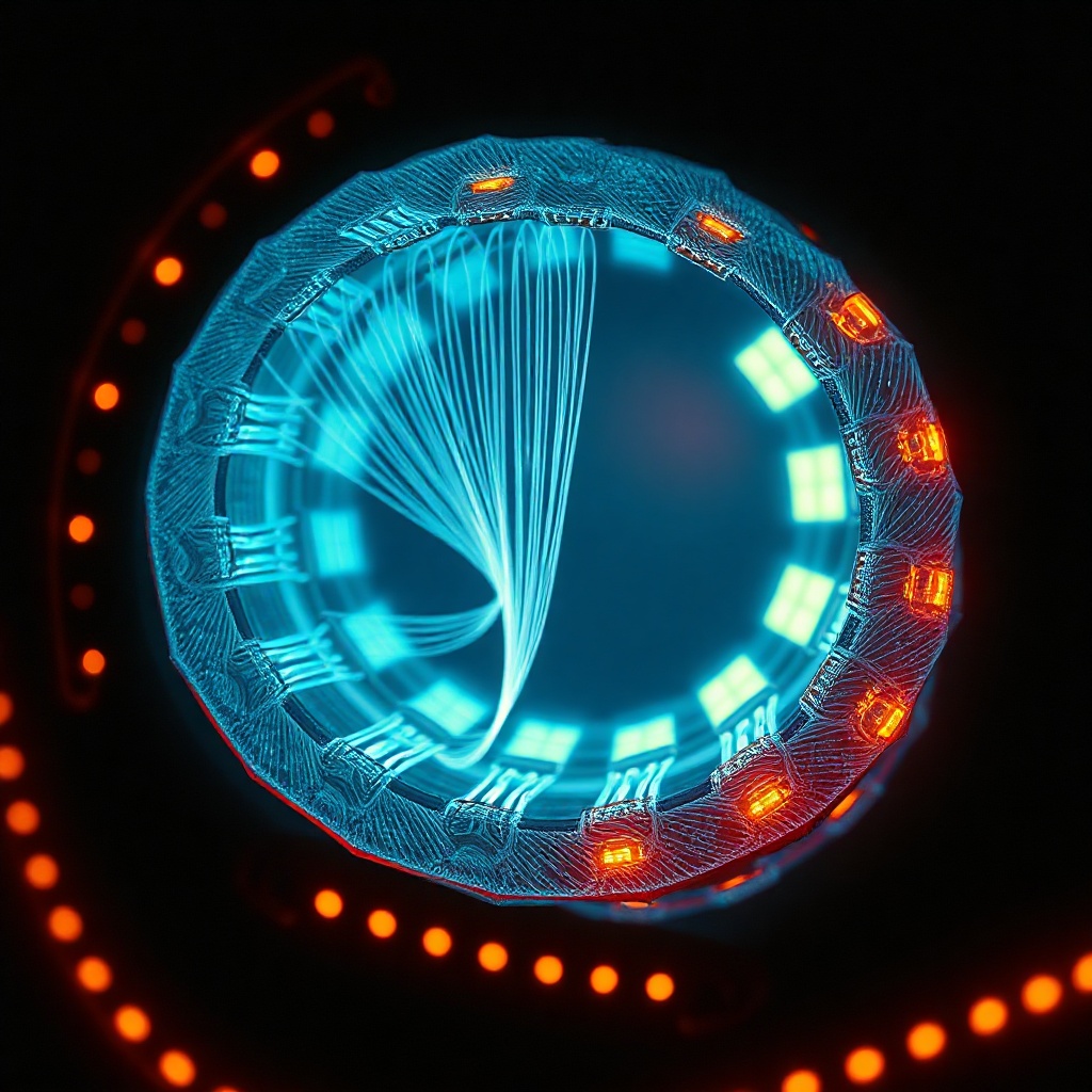 Extreme close-up of a hat fabric cross-section, showing electroactive fibers, mi