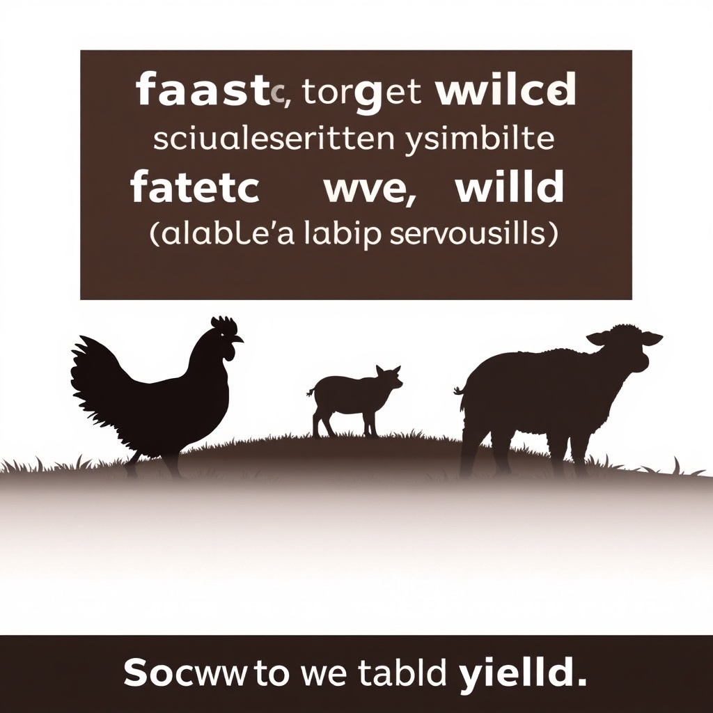 A split-screen style visual of three farm silhouettes, a fast-growing chicken on