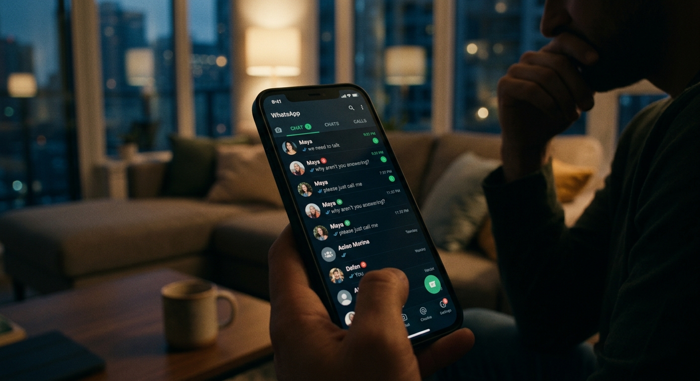 A close-up of a phone screen displaying unread messages in a chat thread