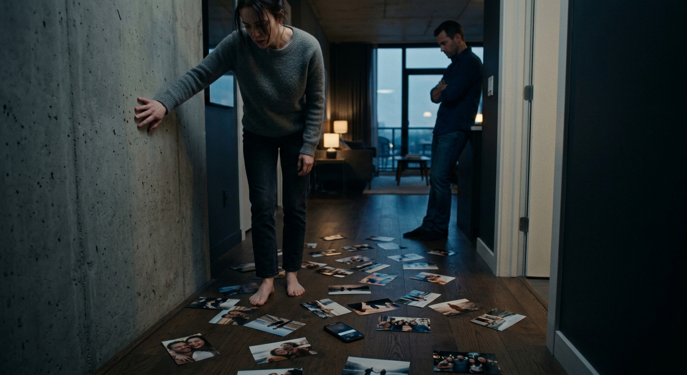 The photographs scattered like fallen leaves across the floor, Tessa's pale hand
